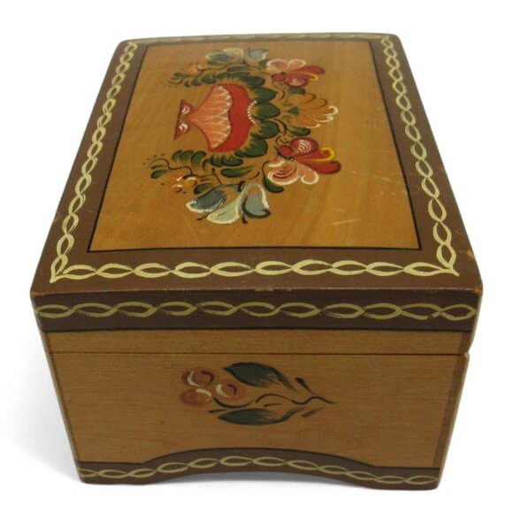 Wood Swiss MUSIC BOX Floral Design Playing Ich Han En Schatz Am Zürisee Vintage - Picture 6 of 10